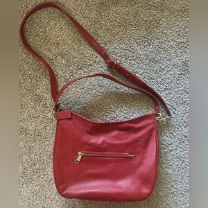 Red leather Coach crossbody bag